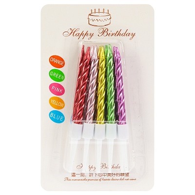 Свечи для торта Счастливый праздник, Разноцветные 10 шт  с подставками С-2987